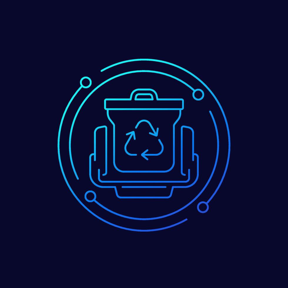 trash compactor icon, linear design vector