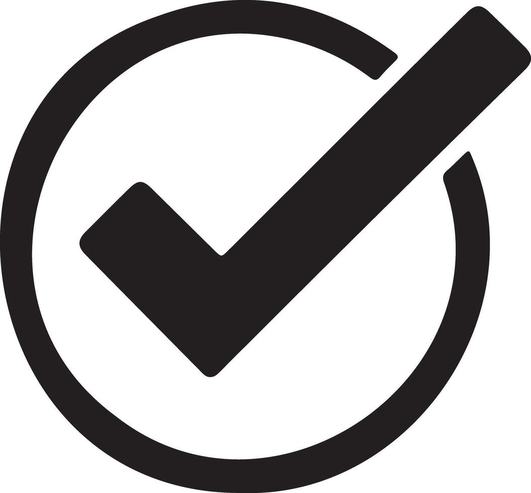 Transparent Check Mark Inside a Circle Icon on White Background vector