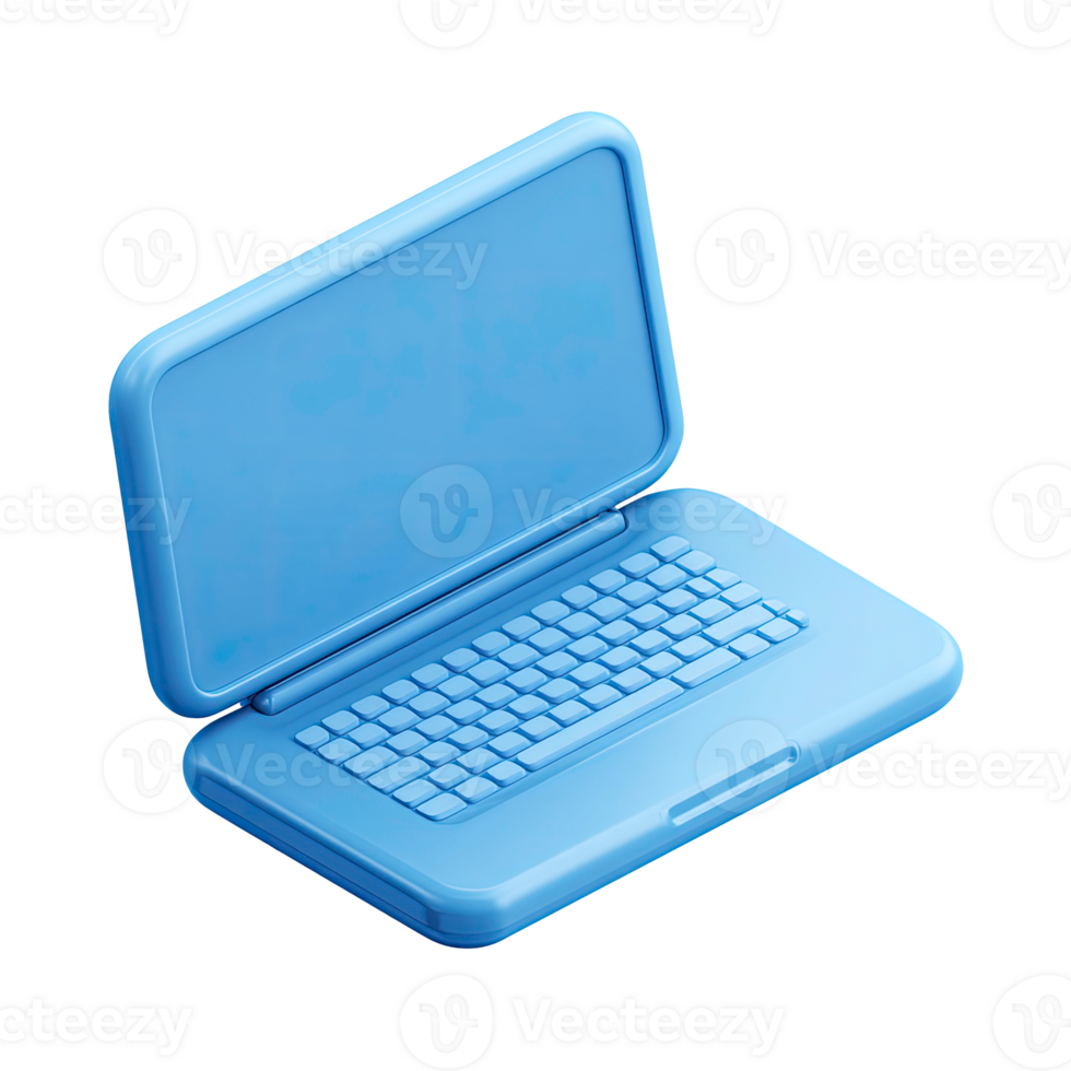 azul computador portátil computador ícone com aberto tela e teclado para tecnologia conceitos isolado em transparente fundo png