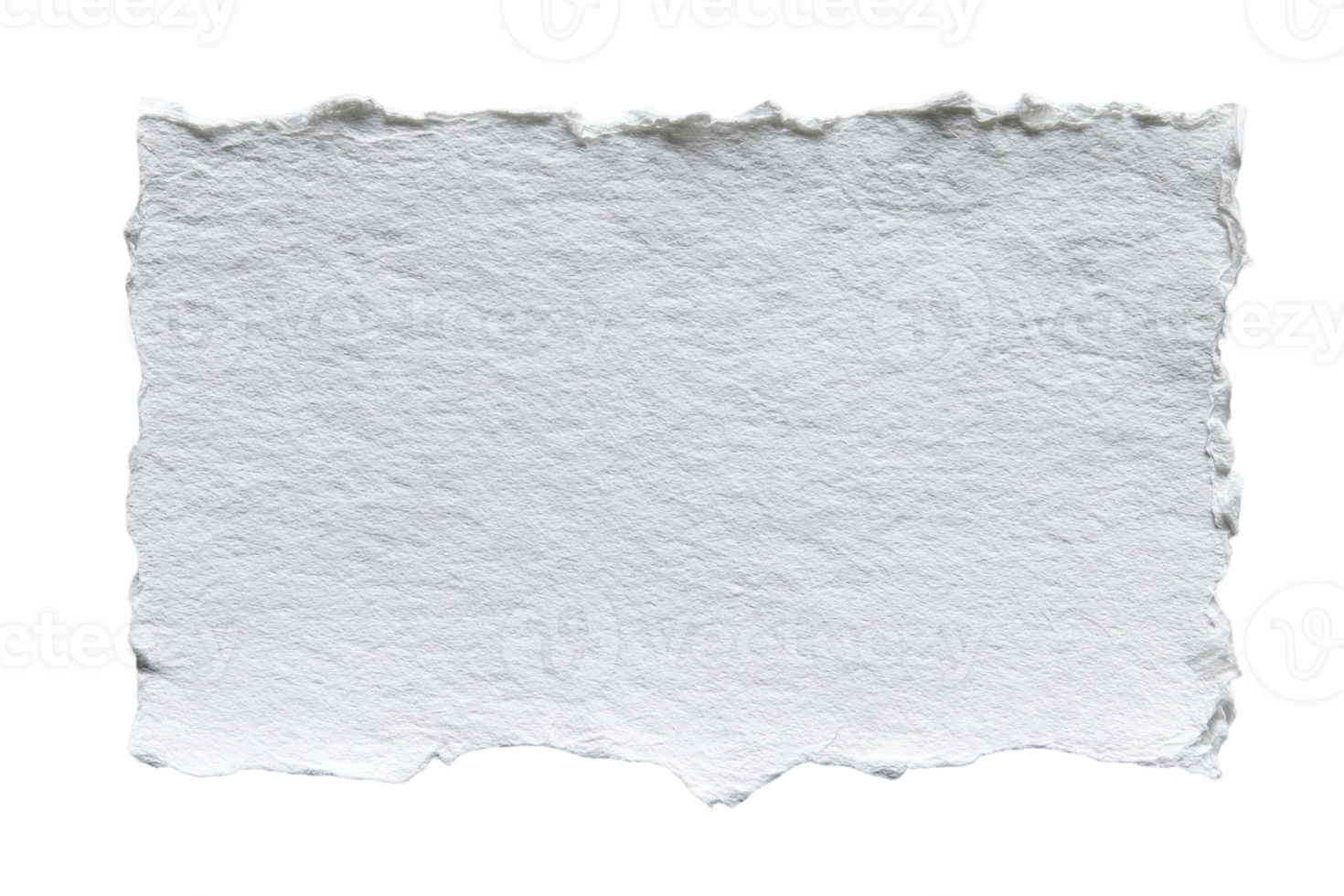 White paper with rough torn edges and a visible fibrous surface suitable for notes isolated on transparent background png
