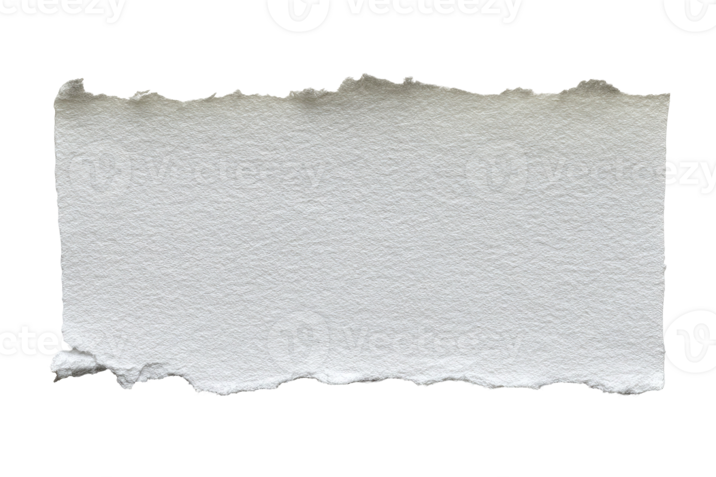 White torn paper rectangle with rough edges and visible fibers isolated on transparent background png
