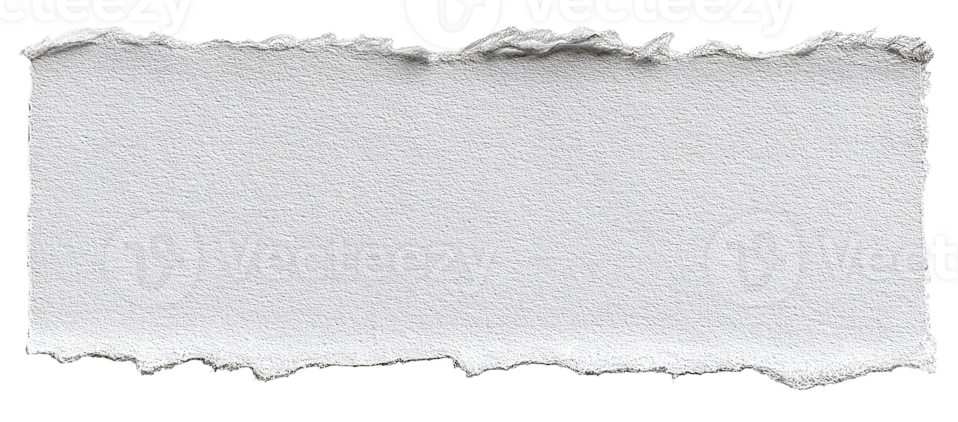 White torn paper strip with rough edges and textured surface for text or message isolated on transparent background png