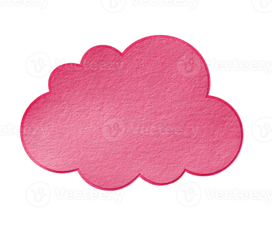 Pink cloud shape with a soft textured surface and a gentle outline isolated on transparent background png