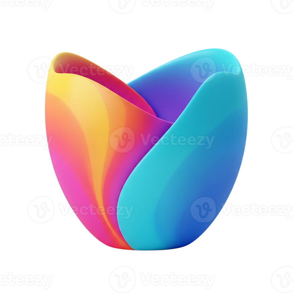 Abstract 3d render of colorful gradient shape isolated on a black background png