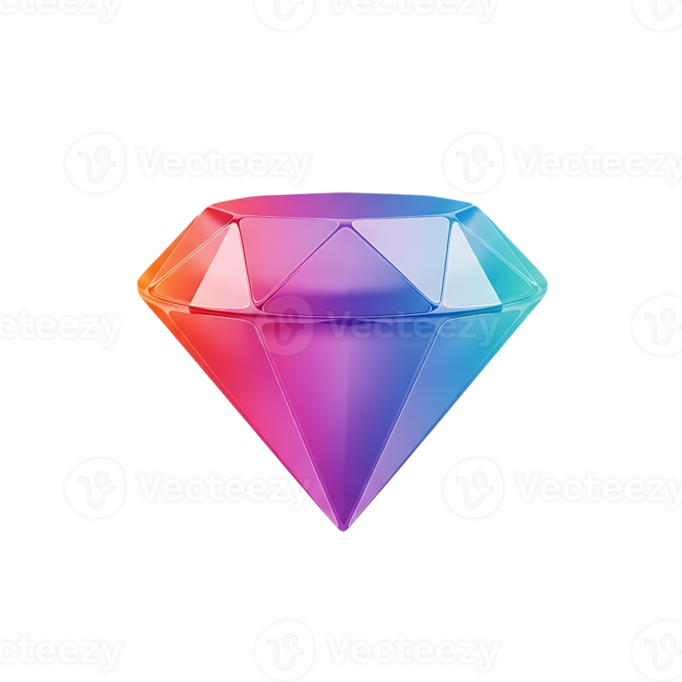 un' vivace 3d diamante icona con un' pendenza colore schema su un' trasparente sfondo png