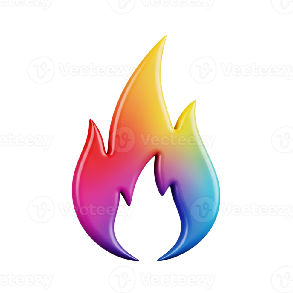 vibrante 3d arco Iris chama ícone contra uma Preto fundo para digital Projeto e branding png