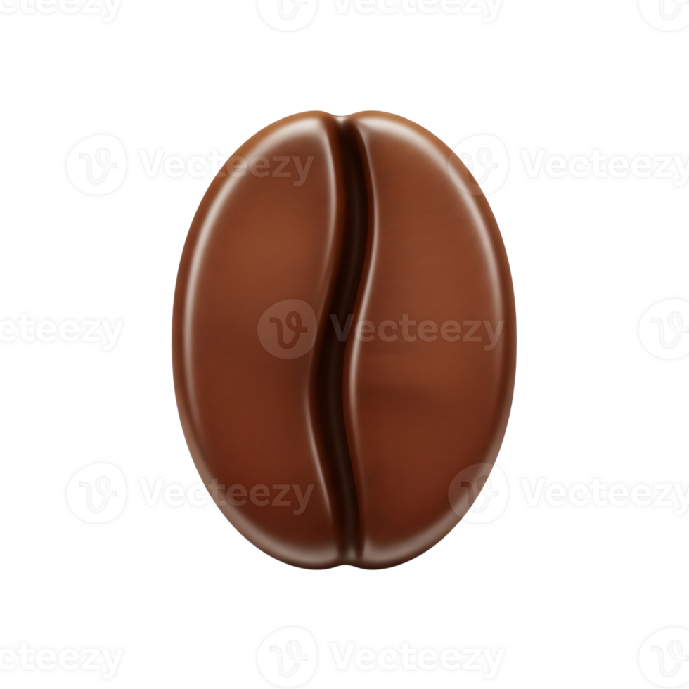 Isolated 3d rendering of a coffee bean on a transparent background for design resources png