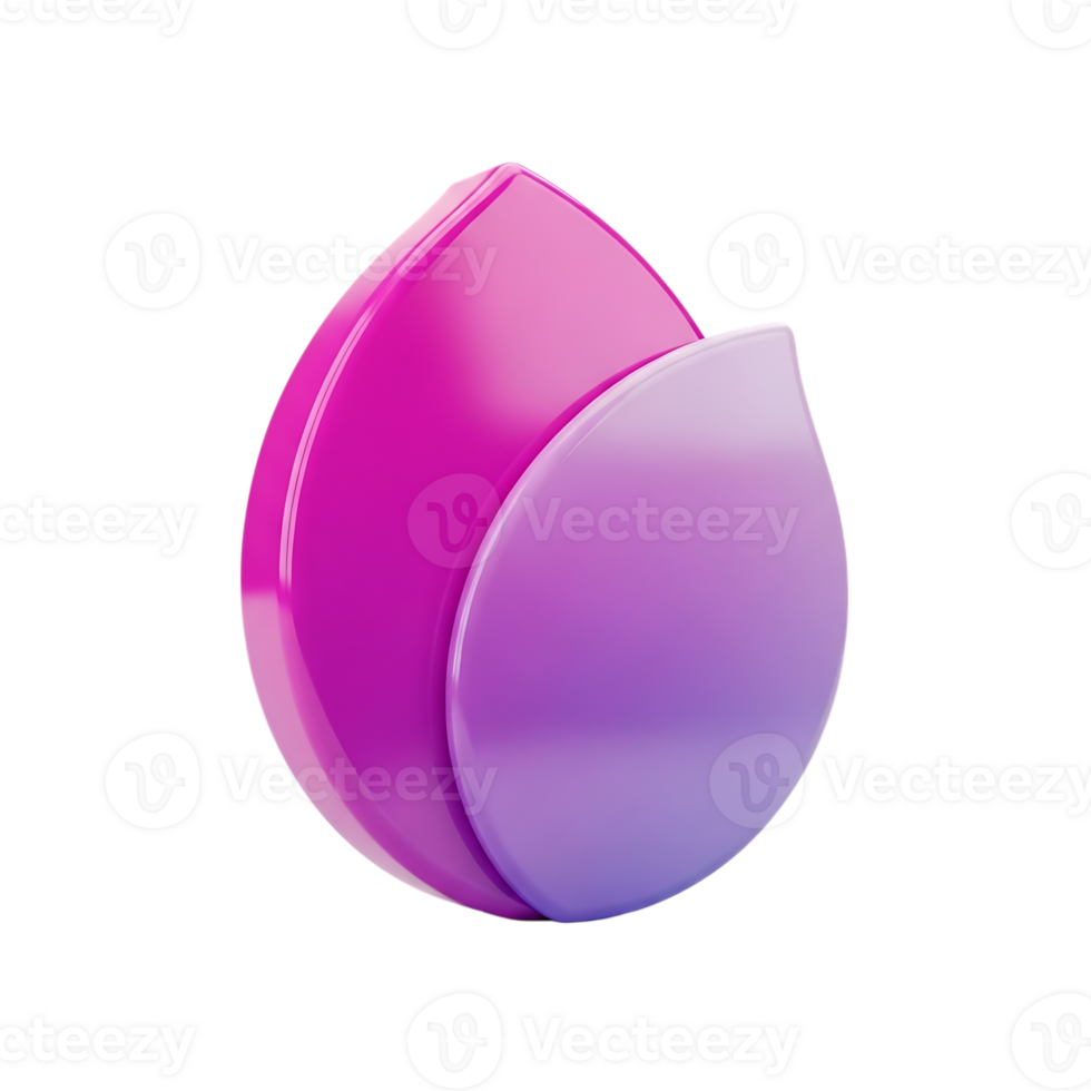 Modern abstract 3d icon of overlapping petal shapes with gradients on a transparent background png