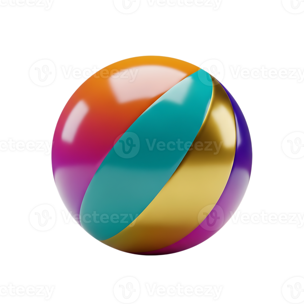 Abstract 3d render of a vibrant colorful segmented sphere with transparent background png