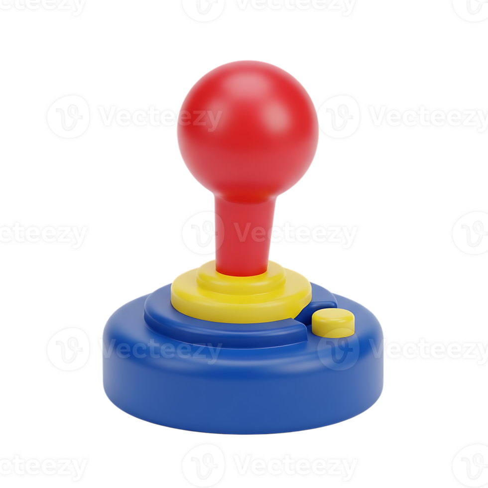 3d rendered joystick icon with red ball and colorful buttons on a transparent background png