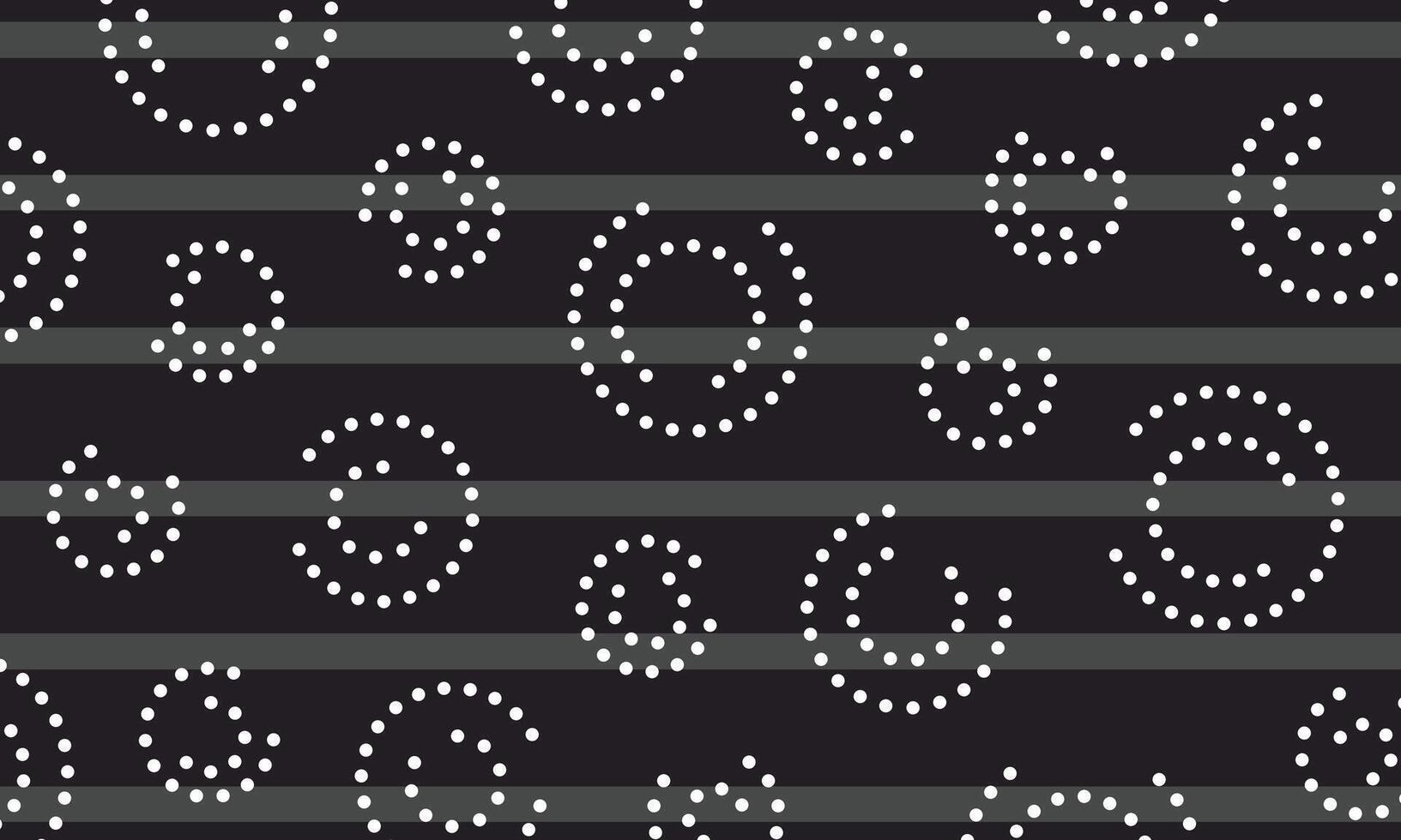 An abstract repeat pattern design featuring dotted circles and horizontal lines on a dark background. Perfect for textiles, wallpaper, and graphic design projects. vector