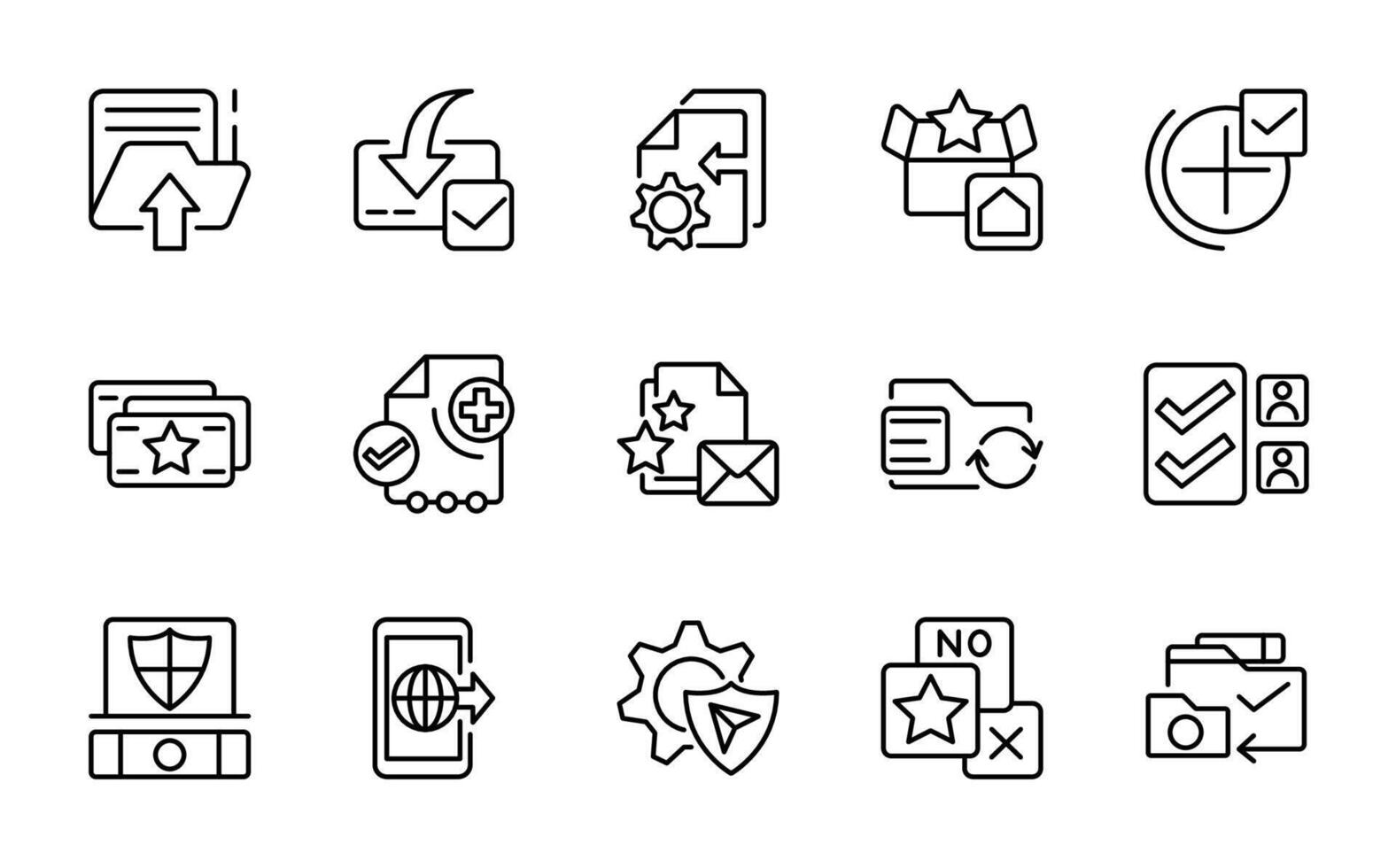 Approval line icon set. Achievement line icon set. Ui thin line icon pack. vector