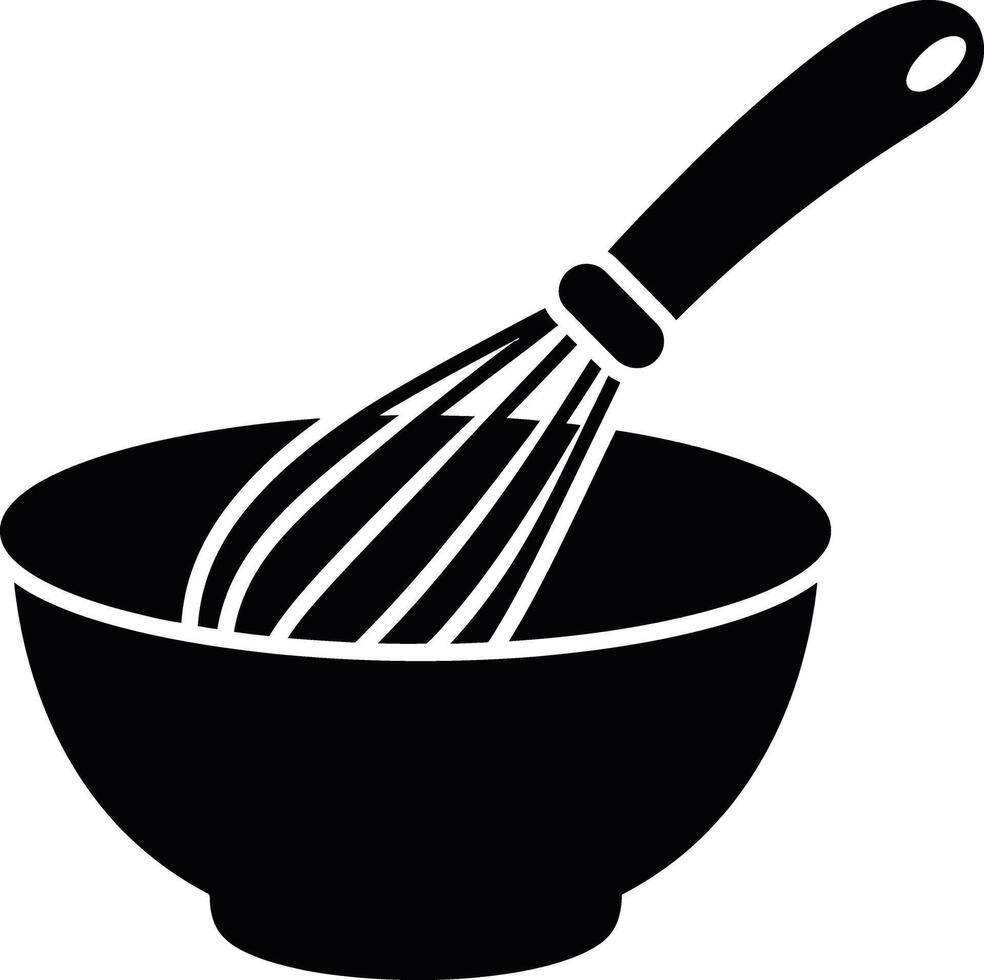 Mixing Bowl and Whisk for Baking Projects vector