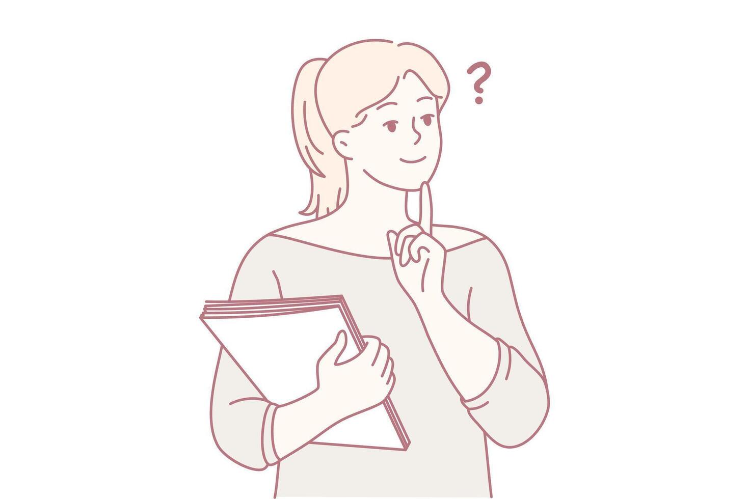 young lady carefully analyzing alternatives and marking checklist items in creative setting vector