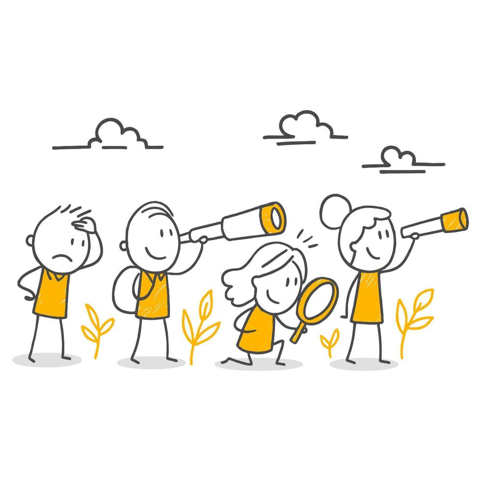 Discovering The Future With A Shared Vision. Progressing As A Team And Observing Opportunities. vector