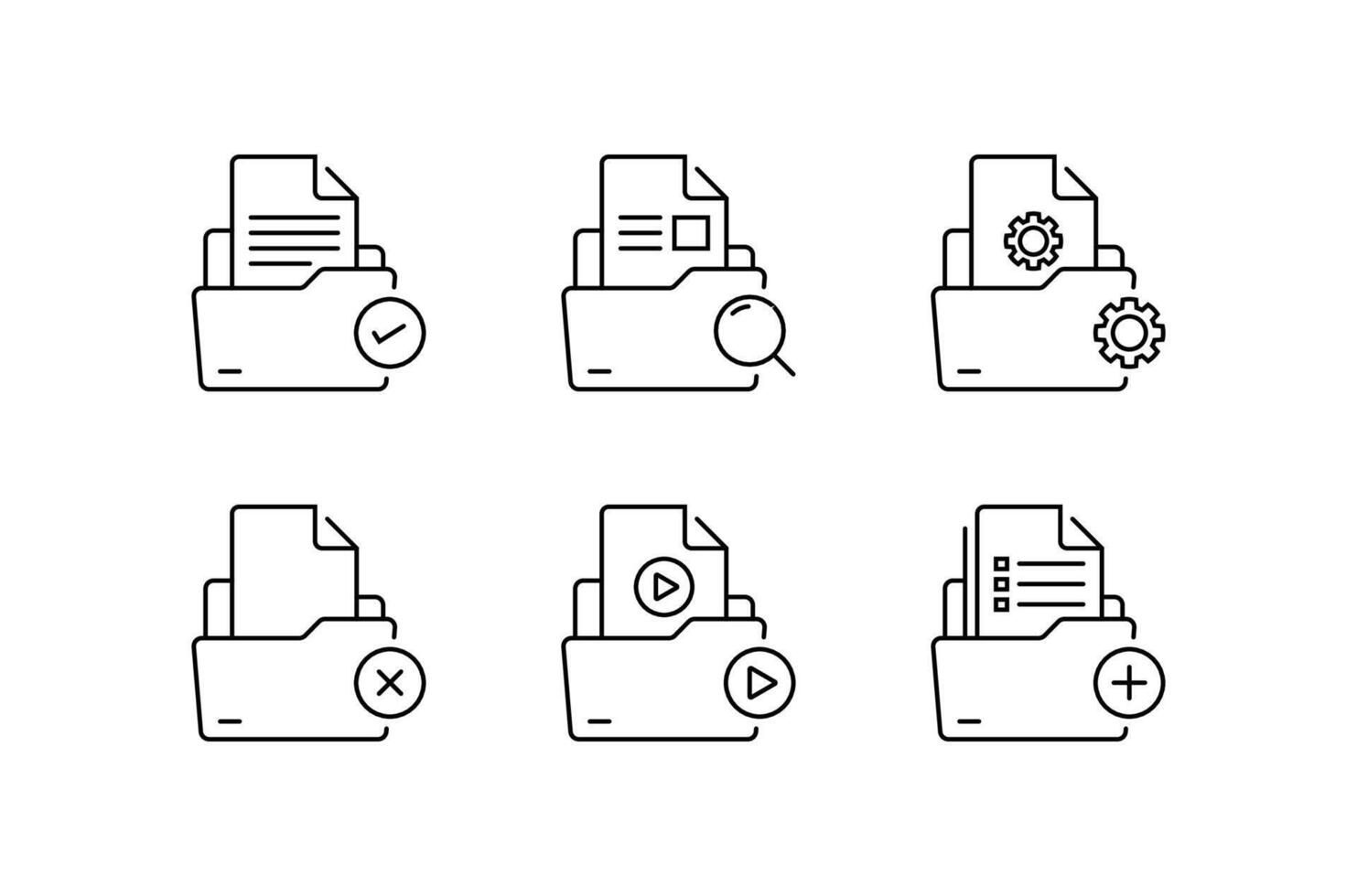 Document Icon Set Line Style, Editable Stroke vector