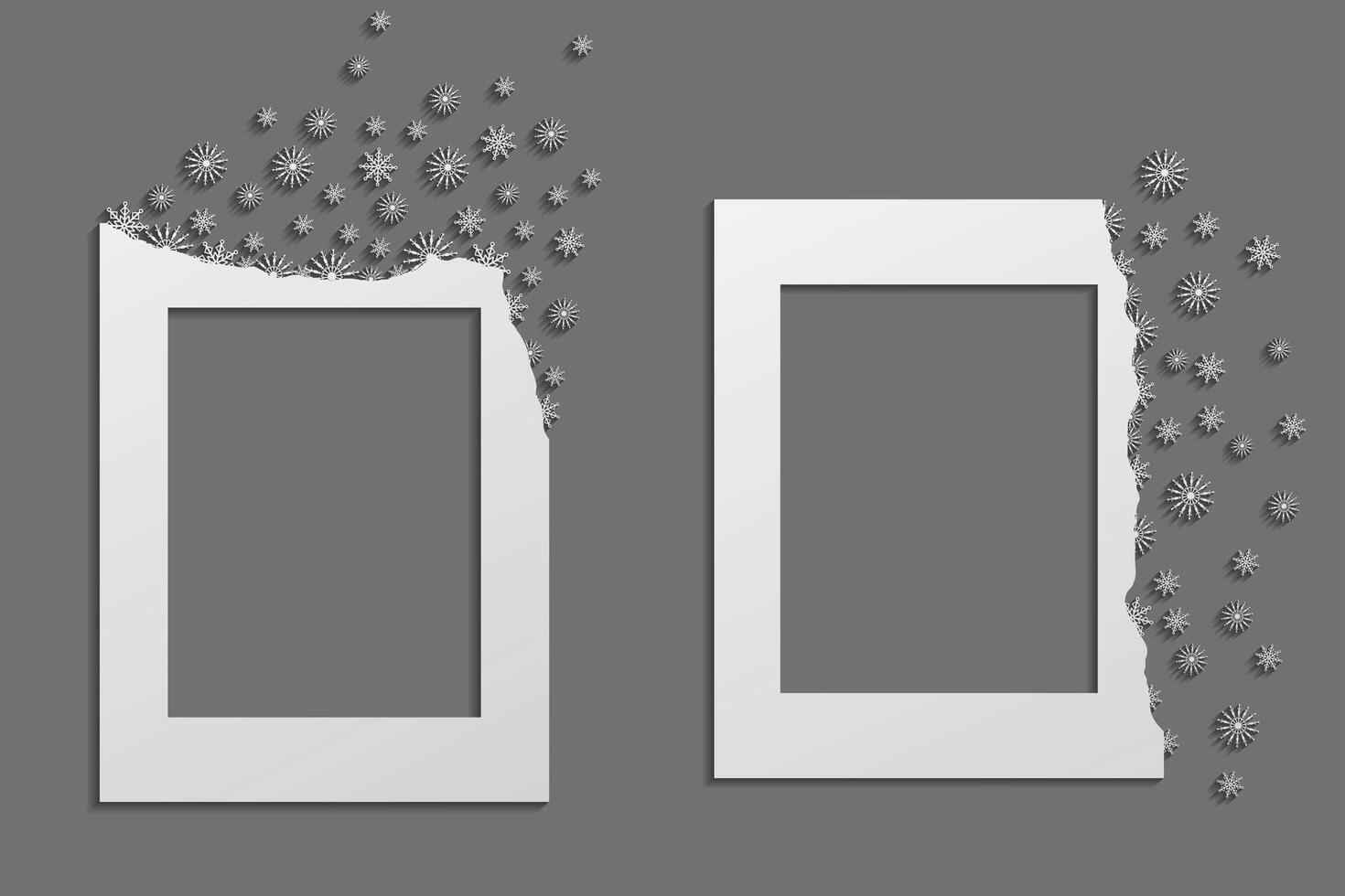 A winter-themed frame with scattered ice particles and shimmering snow fragments, creating a cold and frosty atmosphere. vector