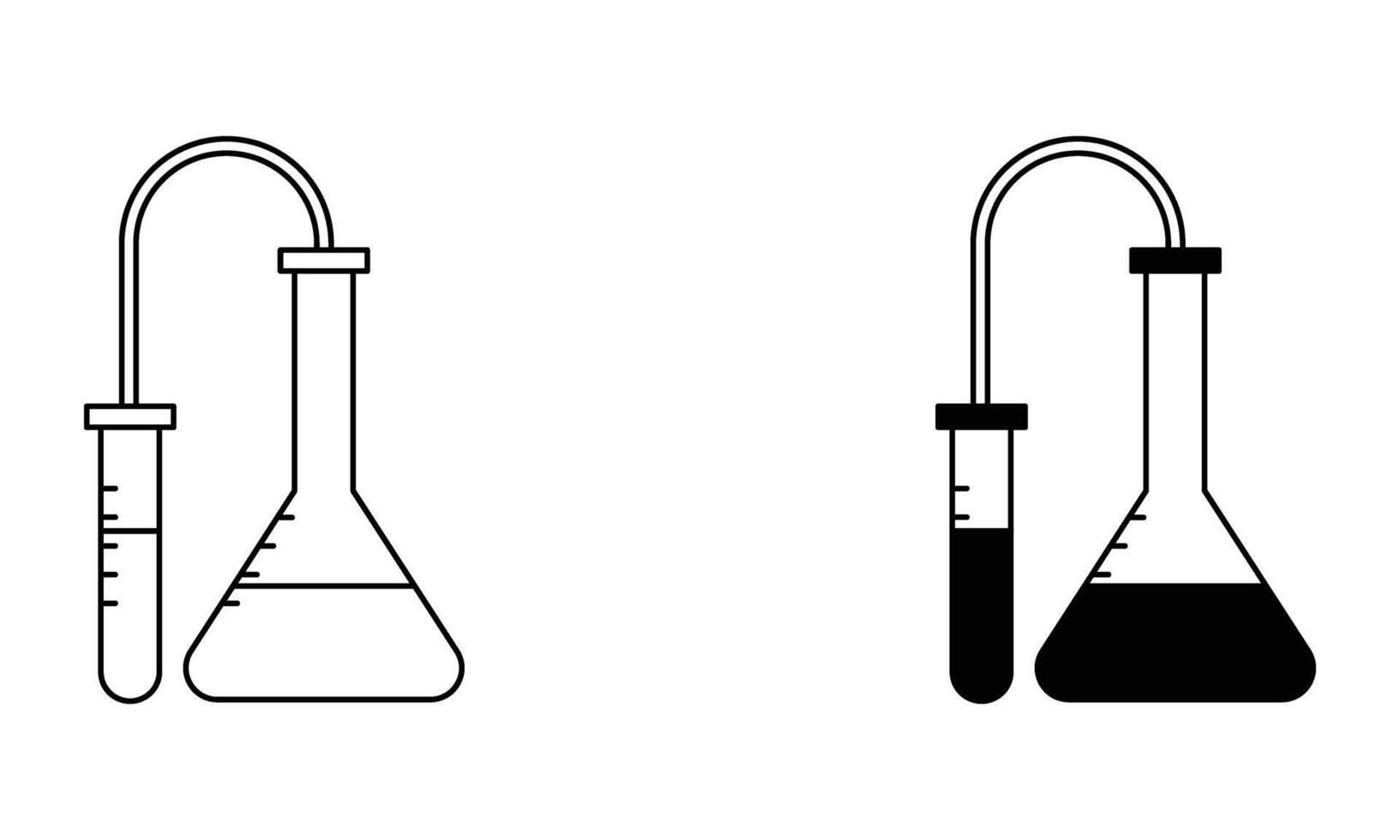 químico experimentar preparar con un prueba tubo es conectado a un cónico matraz icono vector