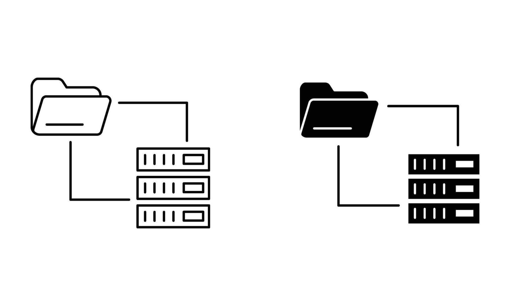 folder and server connection icon vector