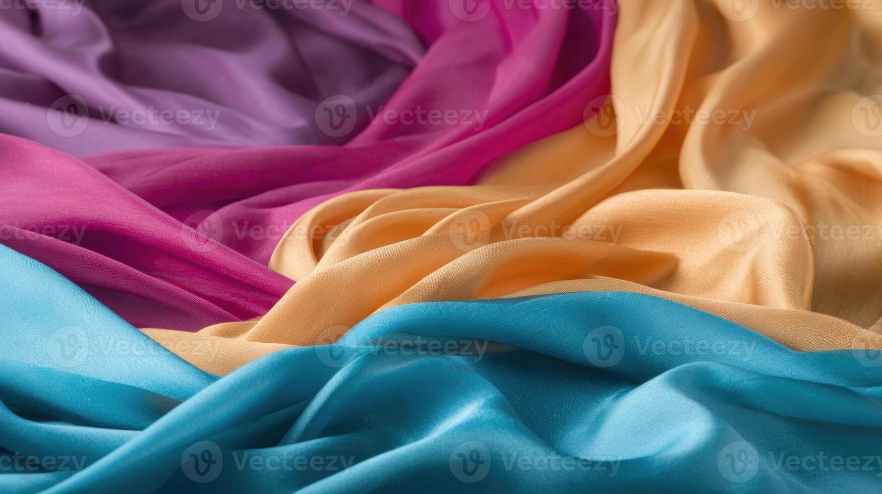 Colorful draped fabric texture background with smooth folds and vibrant hues soft cloth material abstract pattern photo