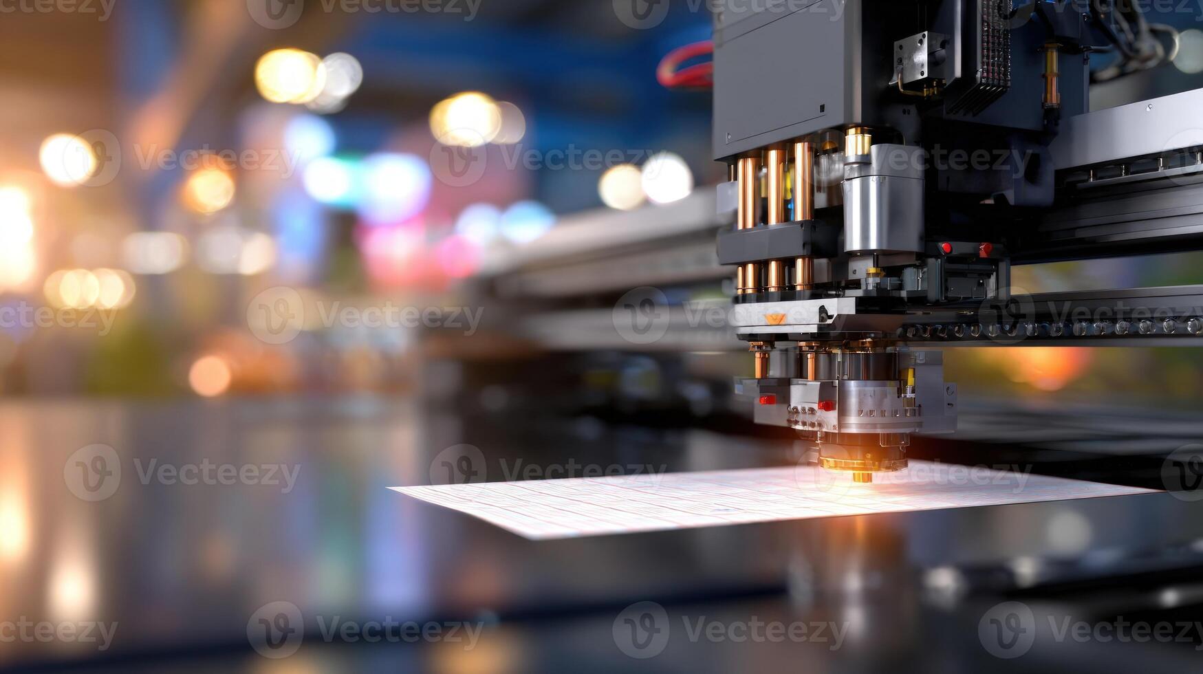 Precision laser cutting machine operating on material in an industrial manufacturing environment with advanced automation technology photo