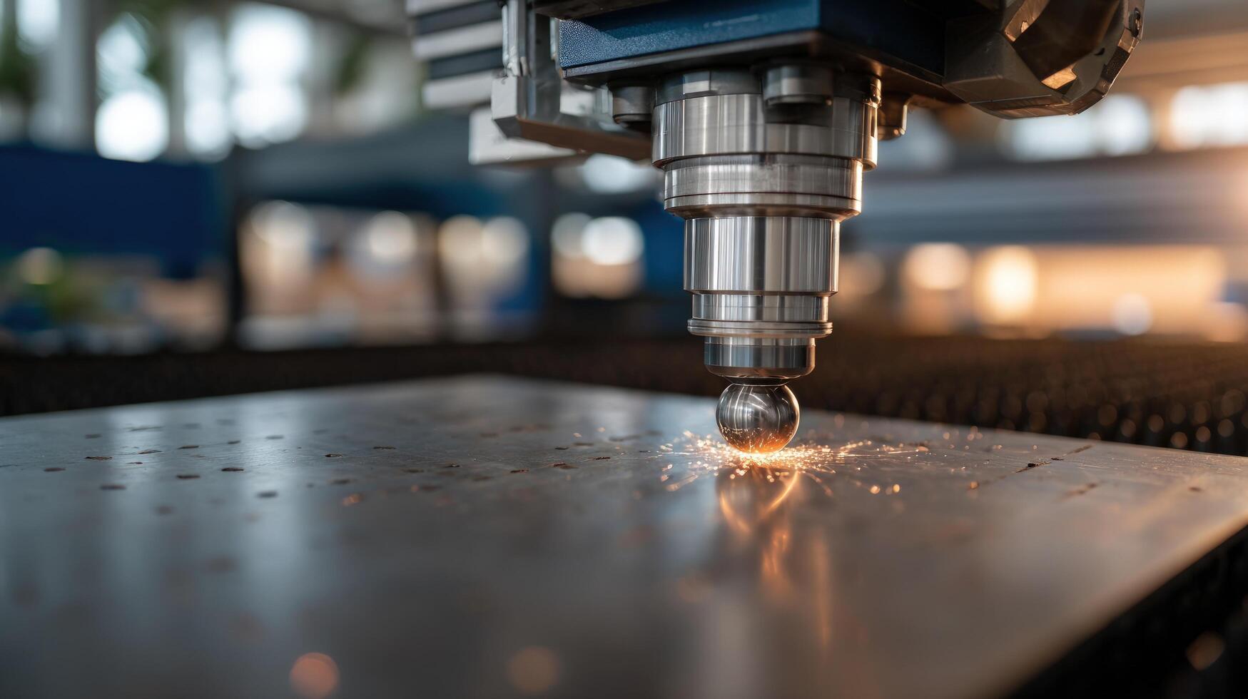 Automated precision metal fabrication using advanced industrial technology machine tool manufacturing process with sparks photo