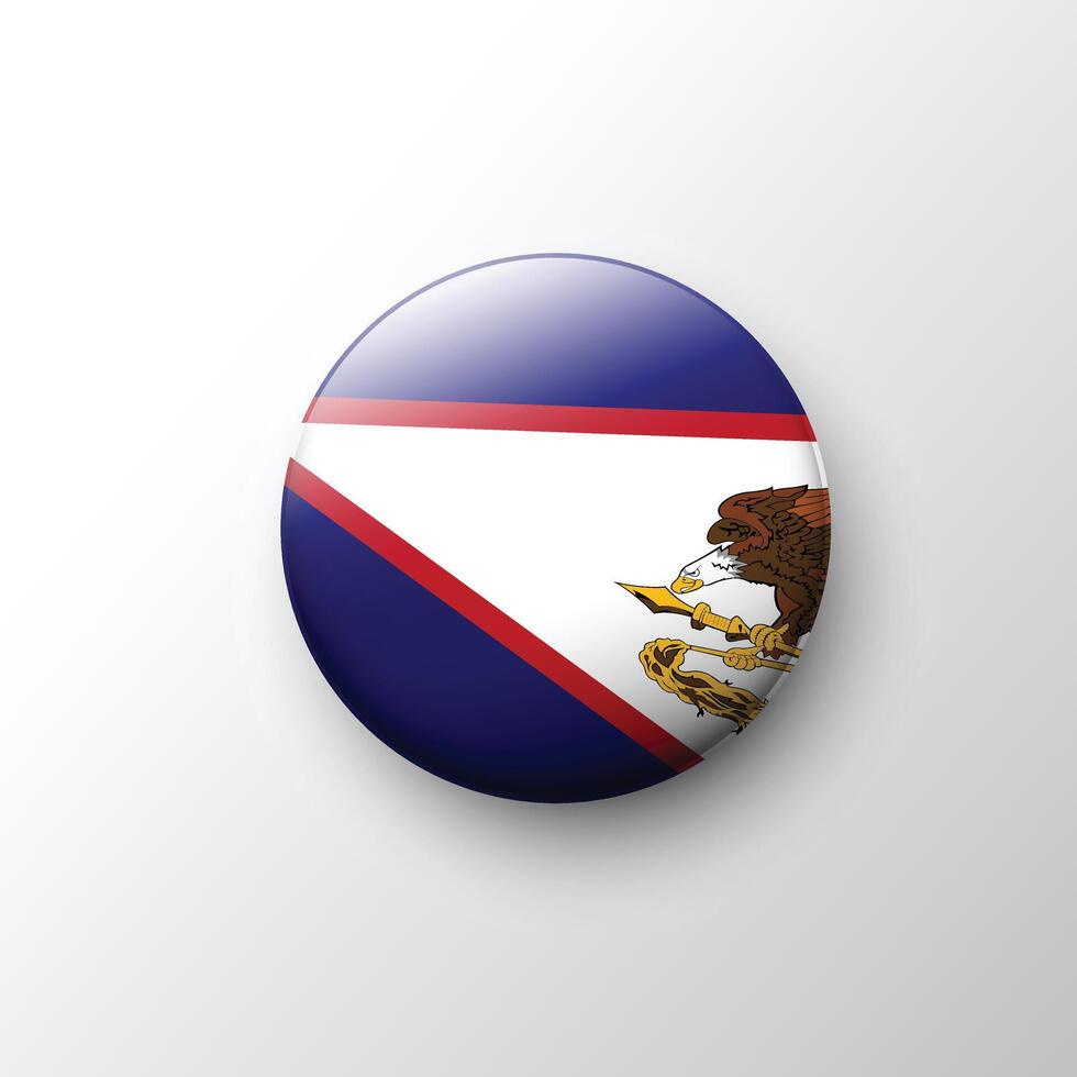 Glossy 3D American Samoa flag button with eagle emblem vector