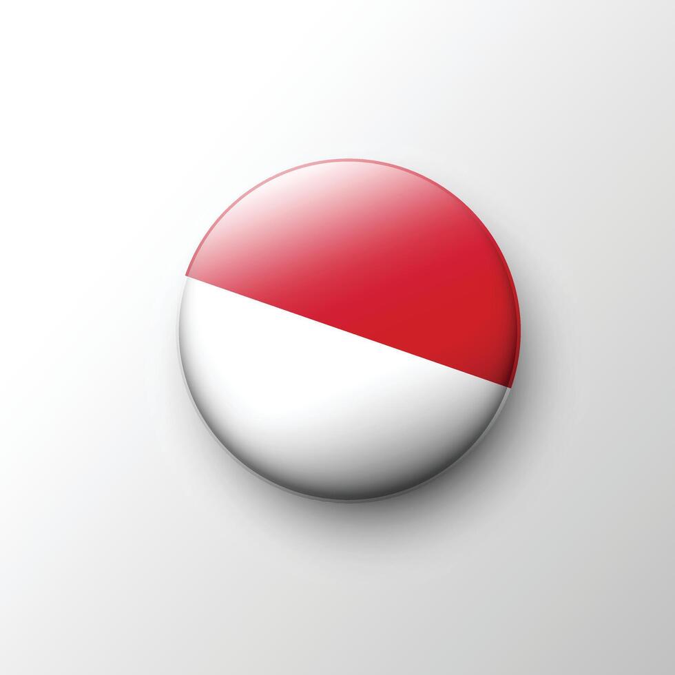 Glossy 3D Monaco flag circular button vector