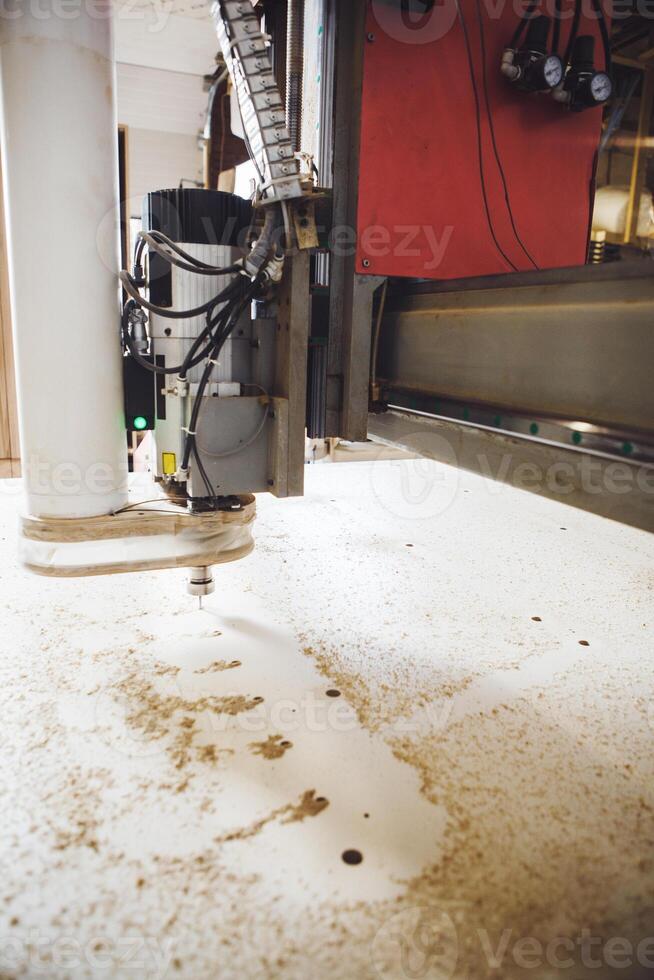 Frazier in cnc router, close up shot. Computer numerical control machine. photo