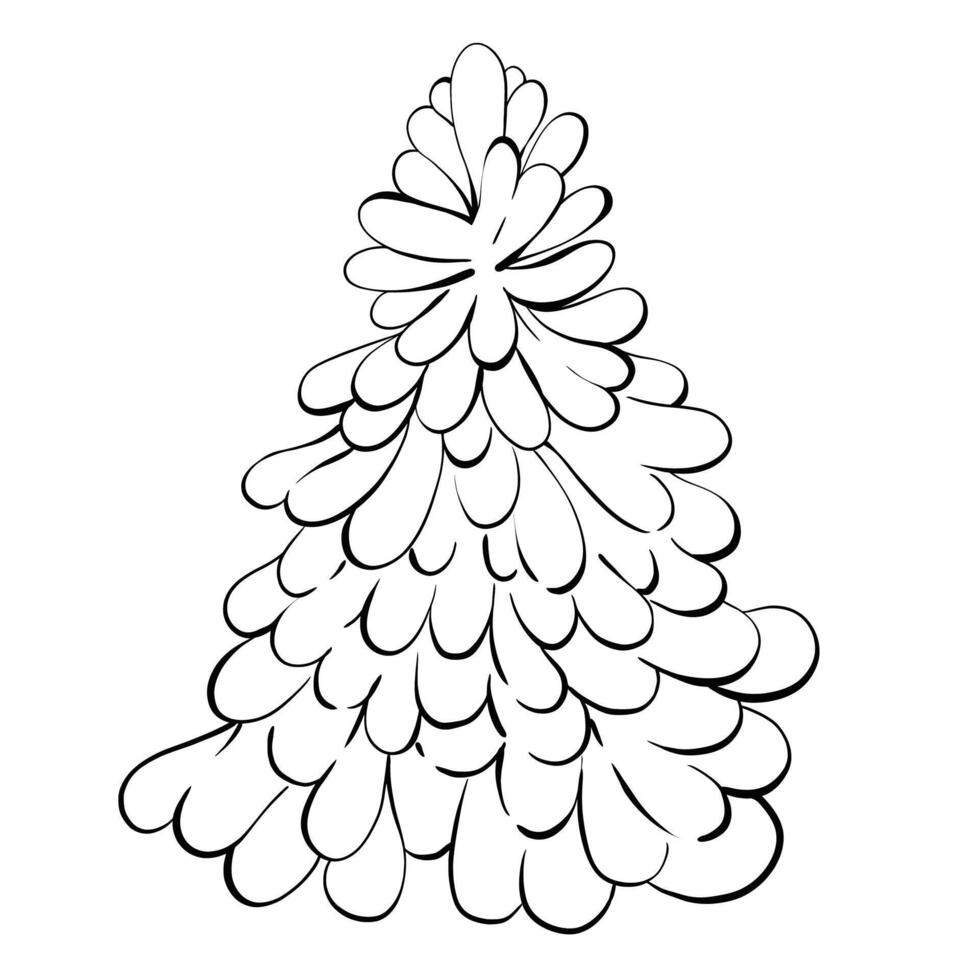 This artwork features a stylized Christmas tree created with flowing lines and unique shapes. The design emphasizes a contemporary approach to holiday decorating perfect for adding a touch of elegance to any festive setting. vector