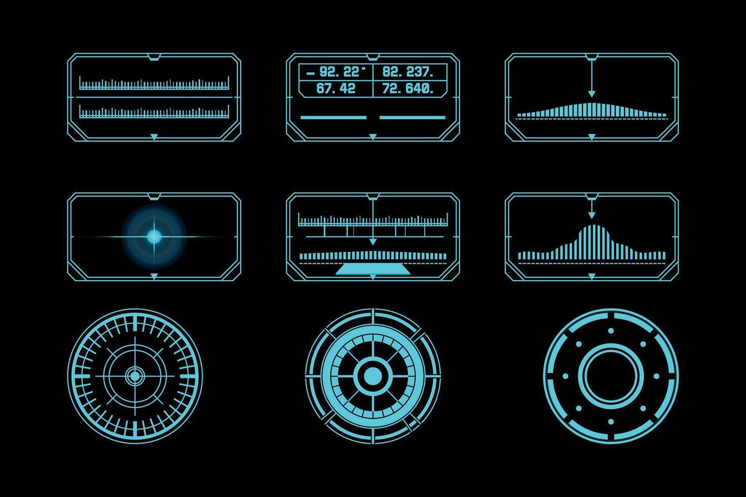 Futuristic HUD and UI Elements Collection for Sci-Fi Interfaces vector