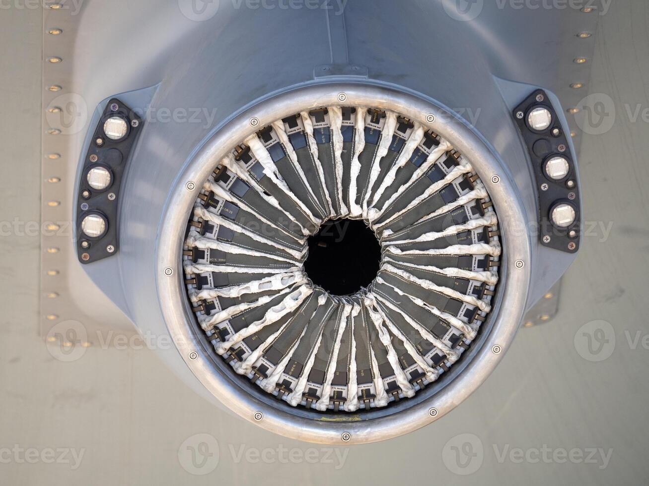 Detailed macro view of aircraft refueling probe housing showing circular structure and lighting elements photo