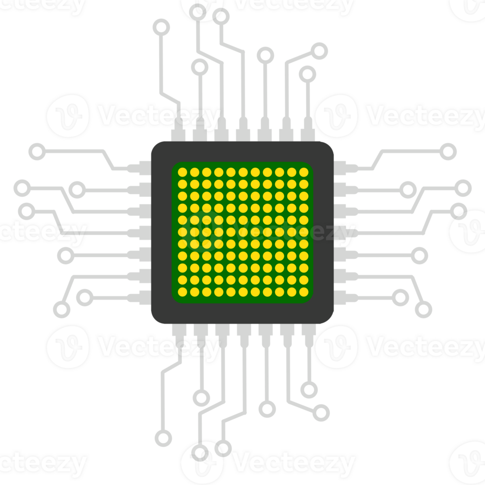 Processor Chip Ball Grid Array Green Microchip Component Illustration png