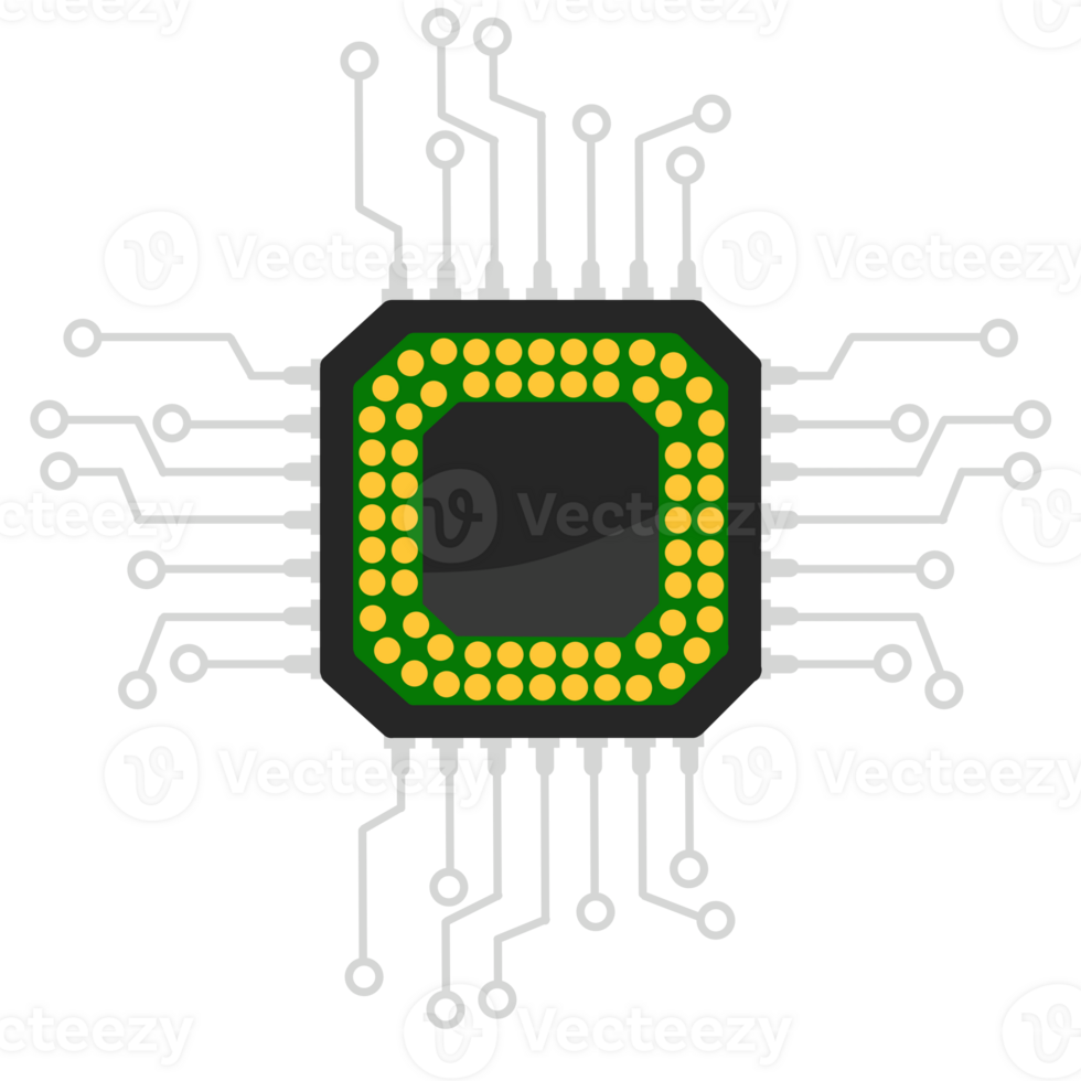 Microchip IC Processor Component Ball Grid Array Package Technology Illustration png