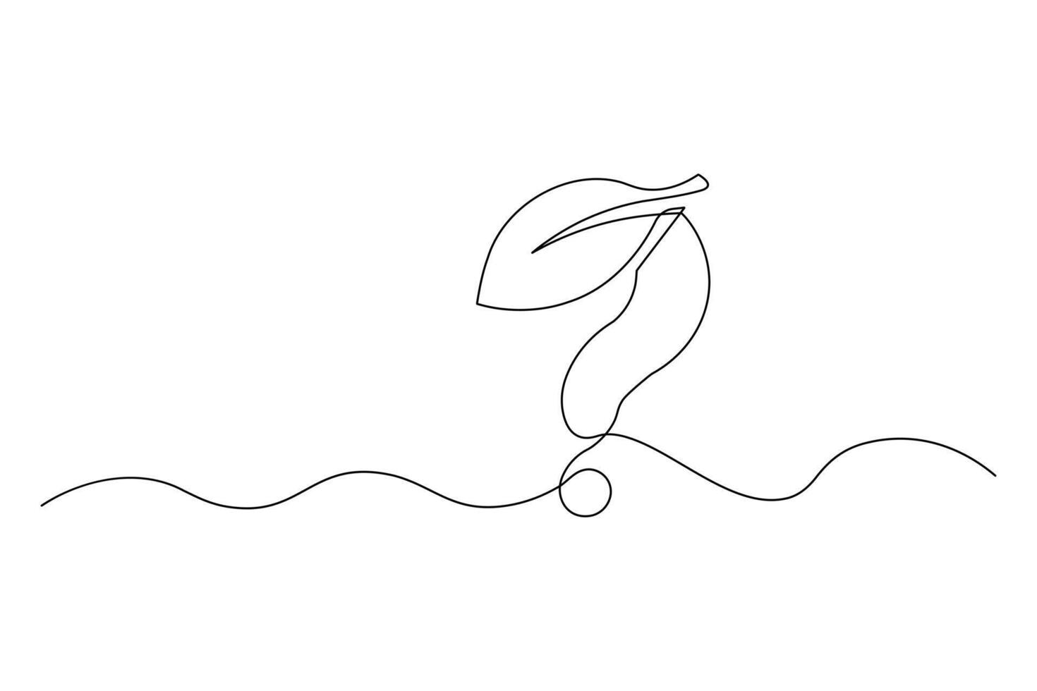 Sprout question mark one line drawing design concept of asking about growth vector