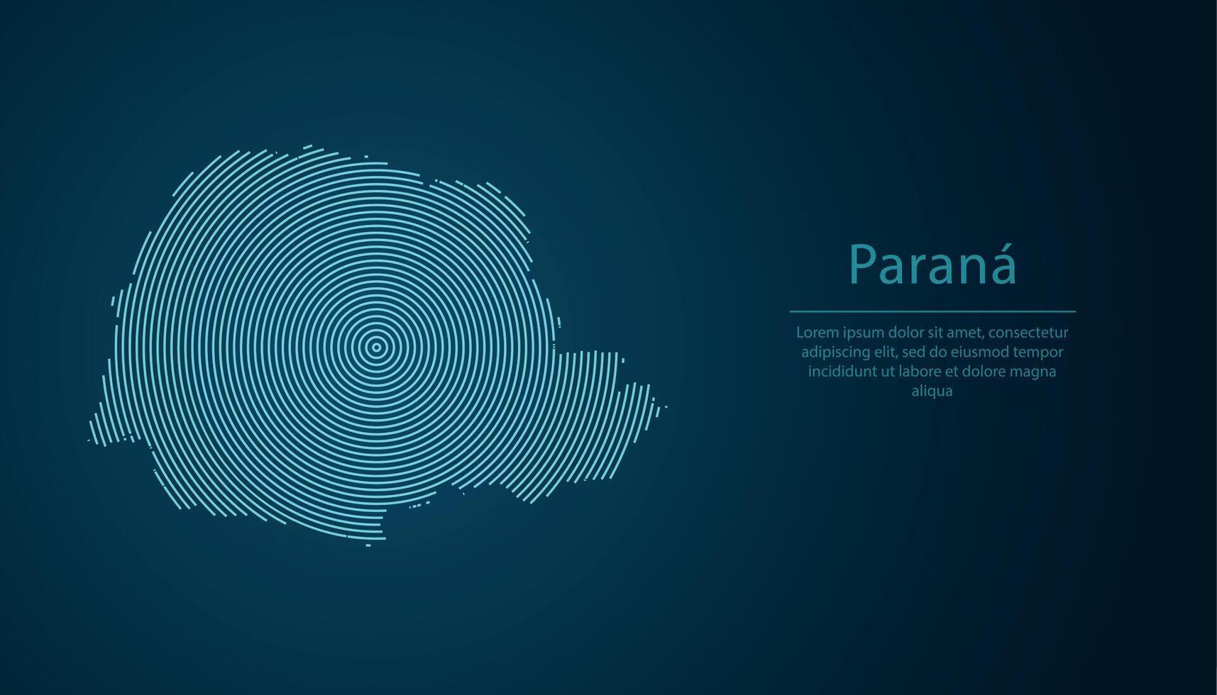 Parana, state of Brazil. Map contour with abstract circular line pattern vector