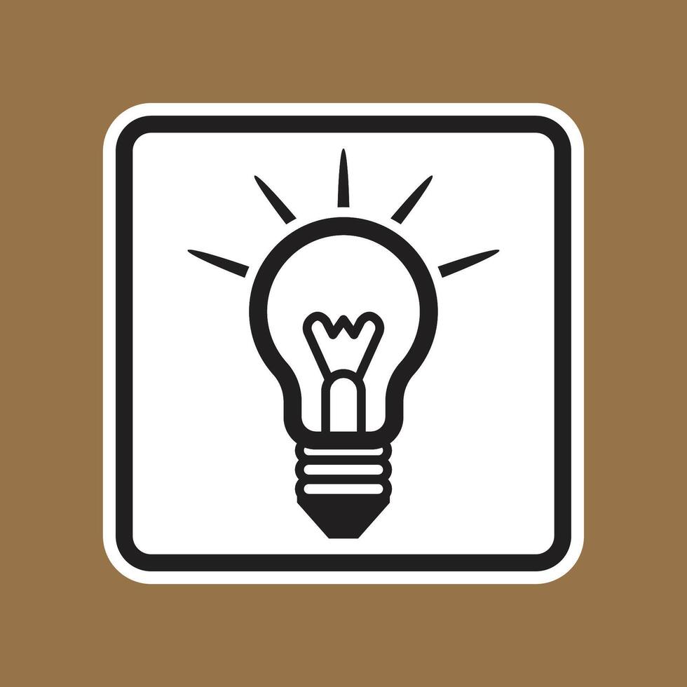 Light Bulb Icon with Rays in Minimalist Style and Simple Color Palette vector
