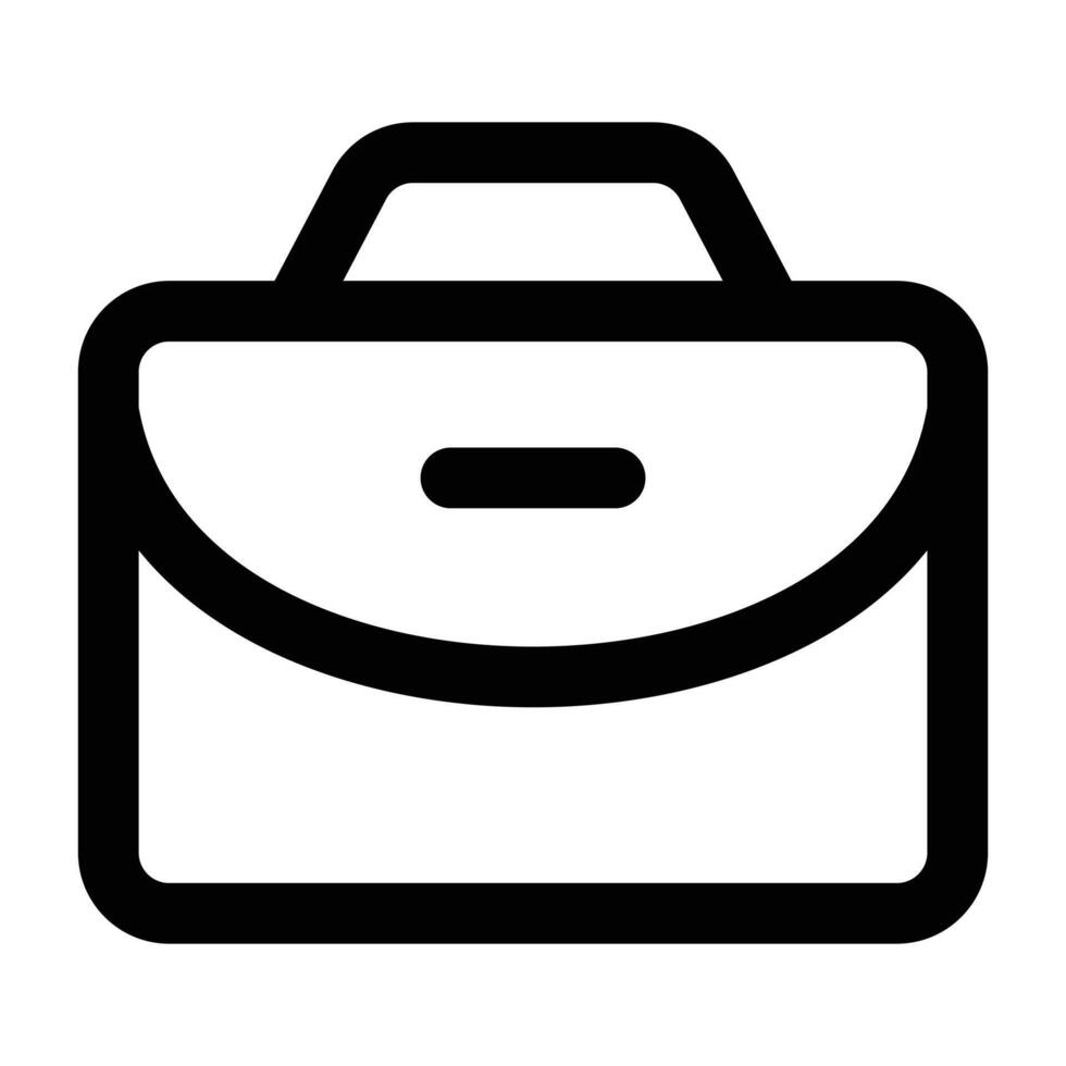 Clean black line briefcase with minimal form, suitable for business, office, work, job applications, and professional materials on light backgrounds. vector