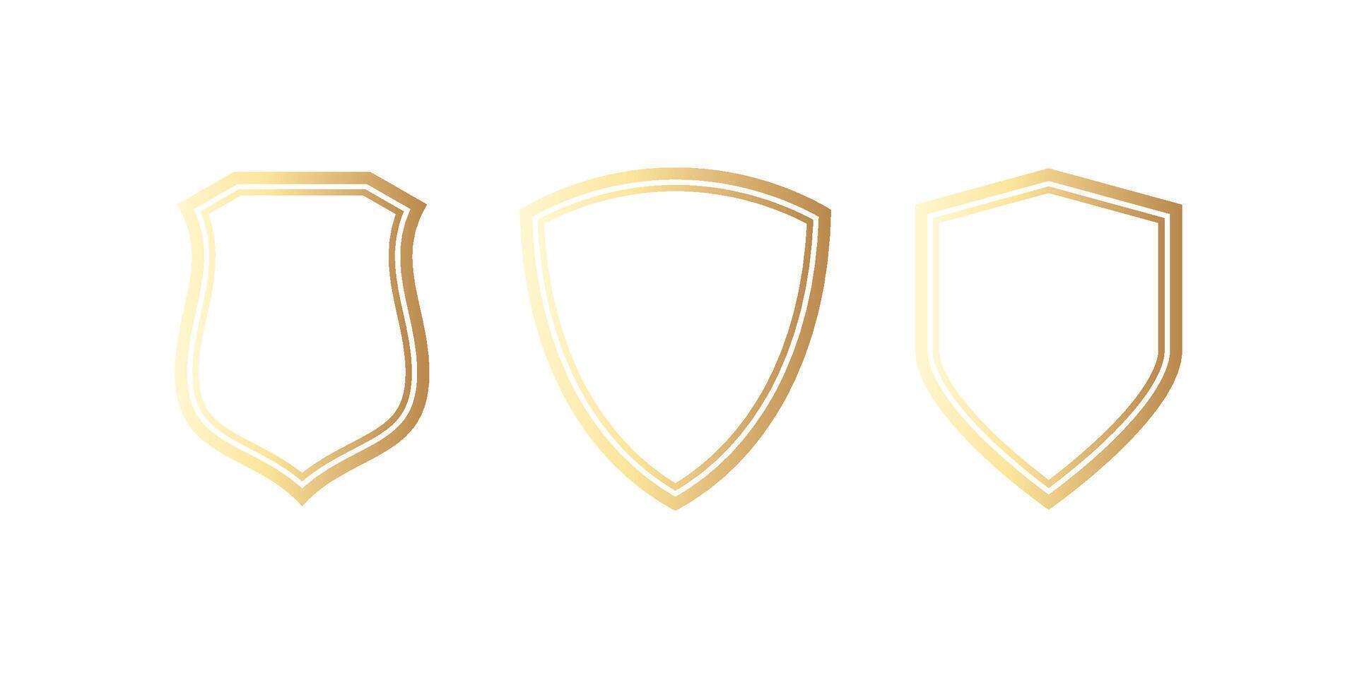 Security Shield Line Icon Set. Security shield outline symbol vector