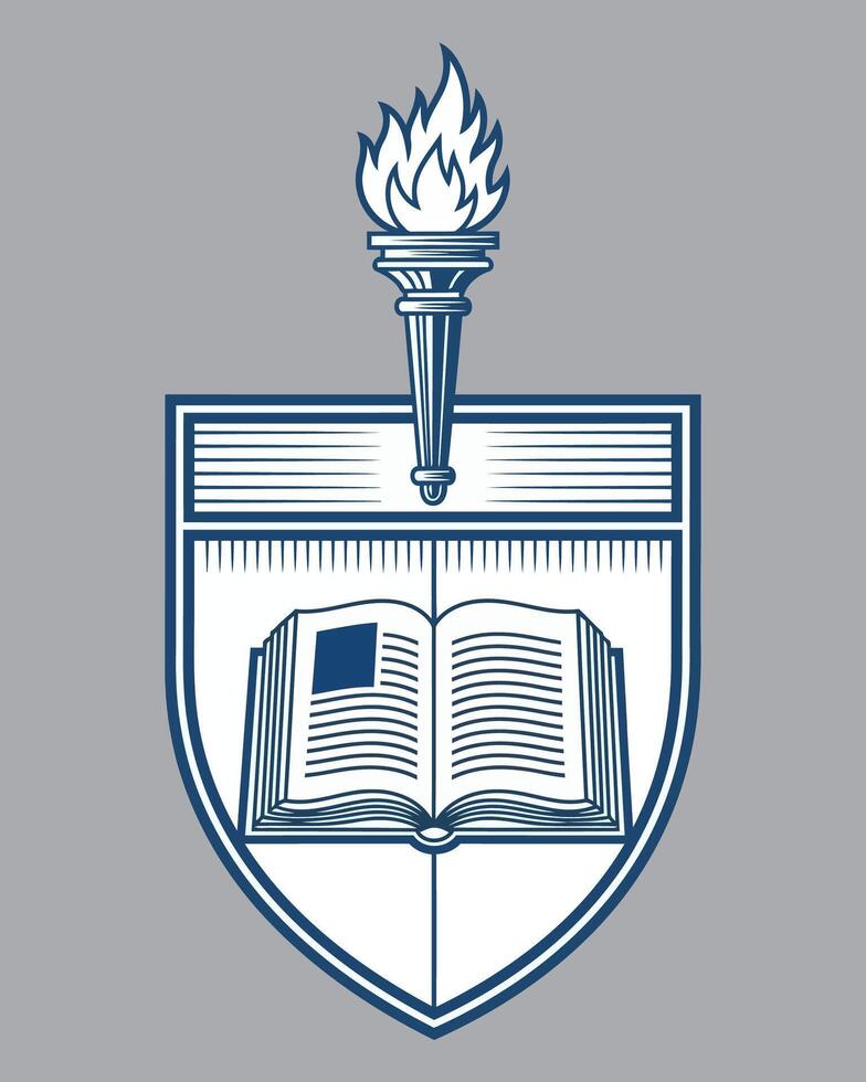 Academic Crest A Symbolic Representation of Knowledge, Learning, and Enlightenment vector