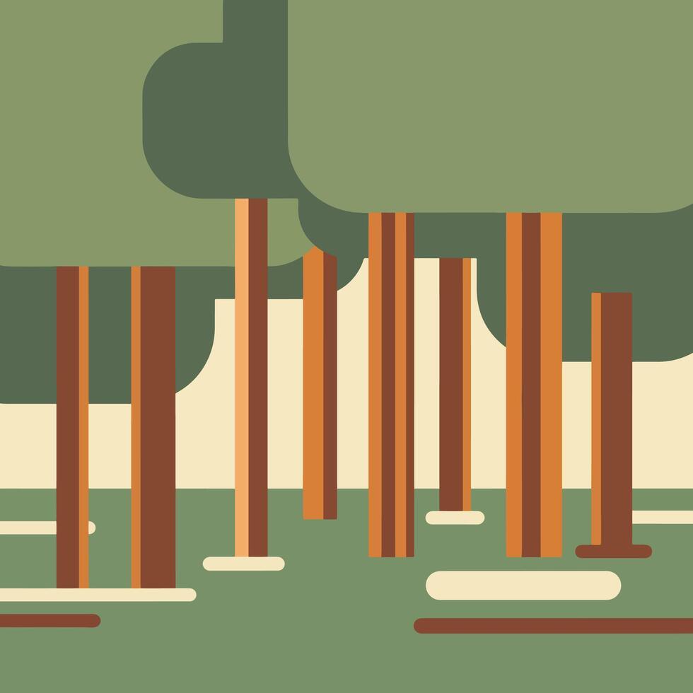 Abstract forest with trees and foliage in flat design style vector