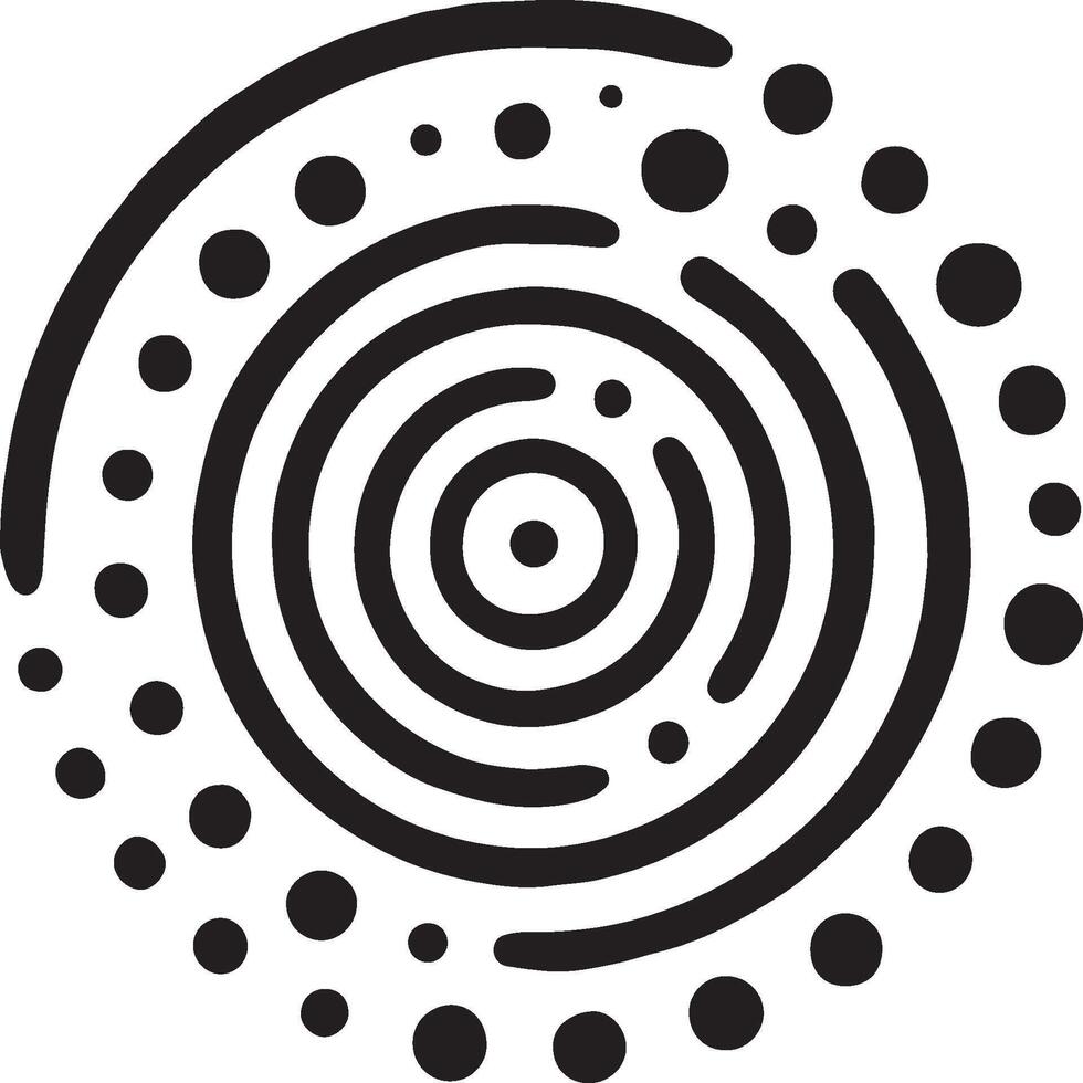 Abstract spiral design with concentric circles and scattered dots vector