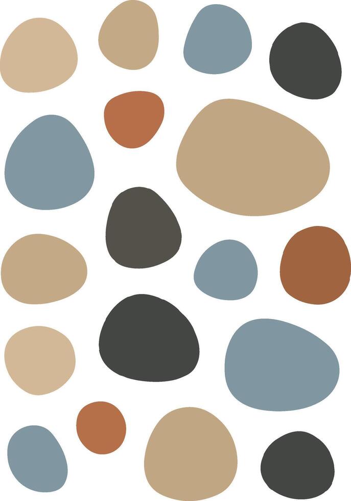 Abstract pattern of smooth rounded pebbles in earthy tones vector