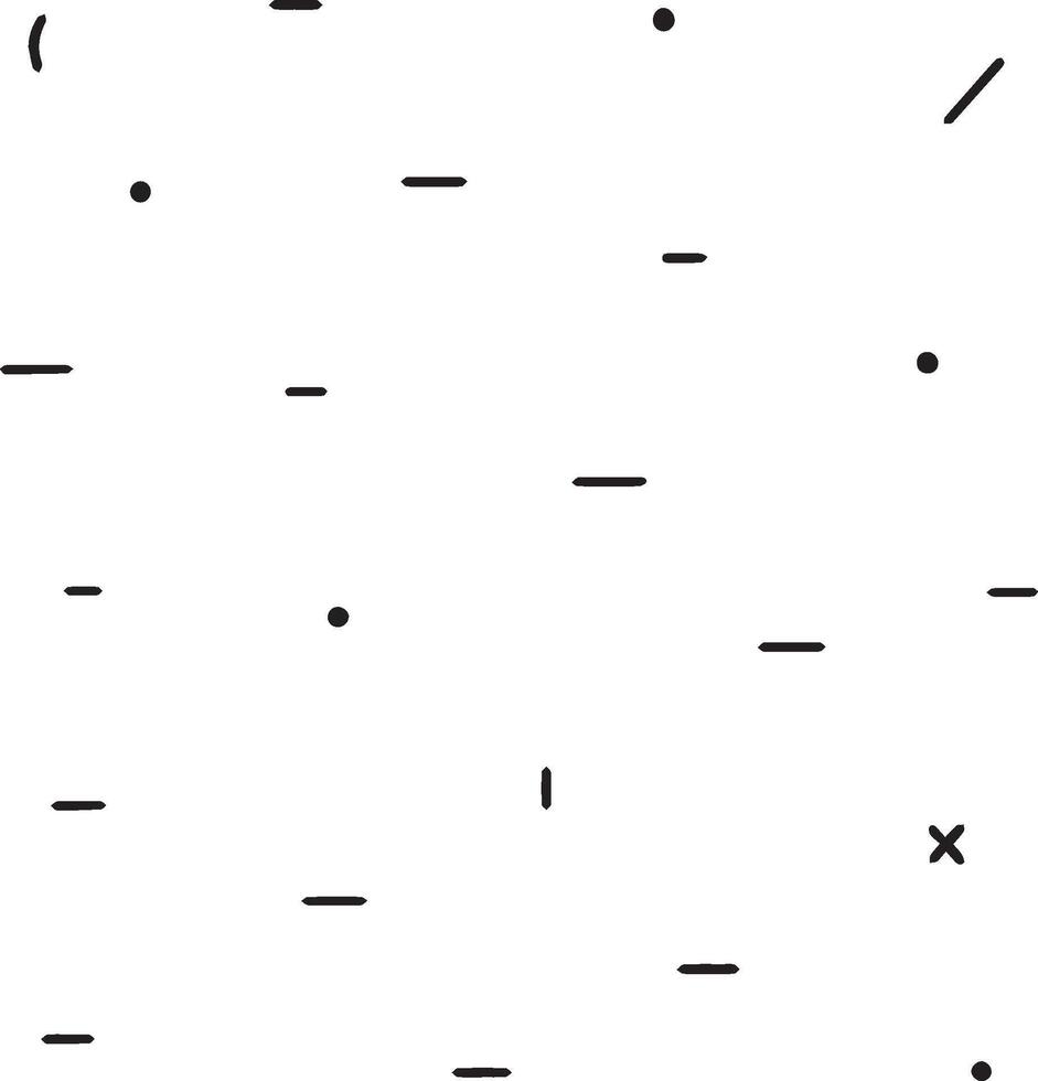 Abstract pattern of dashes dots and marks on white background vector