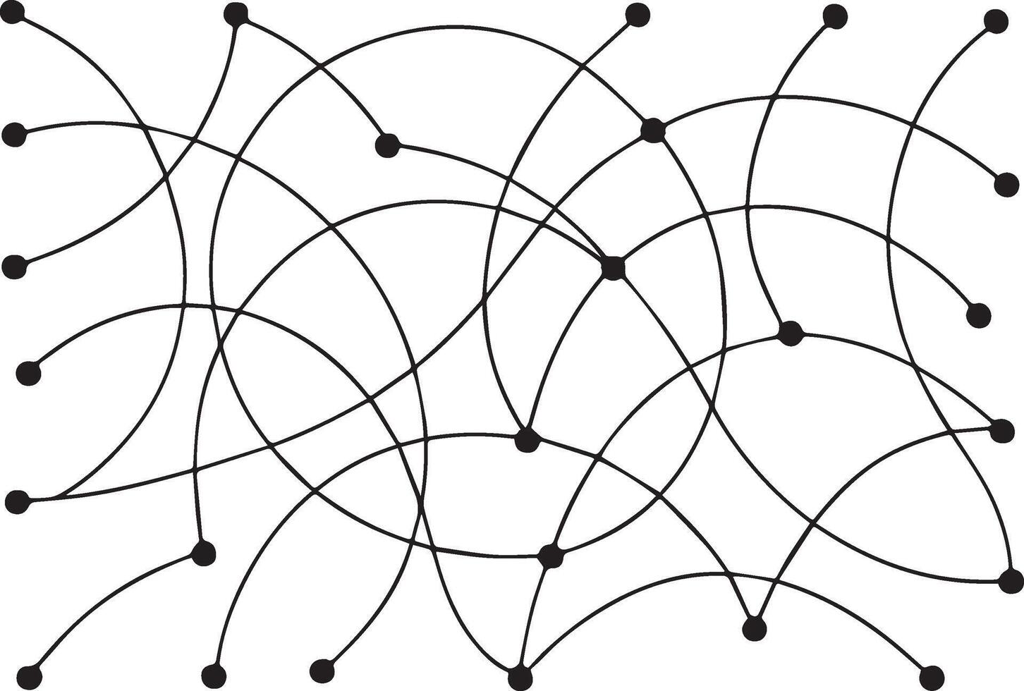 Abstract network diagram with interconnected nodes and arcs vector