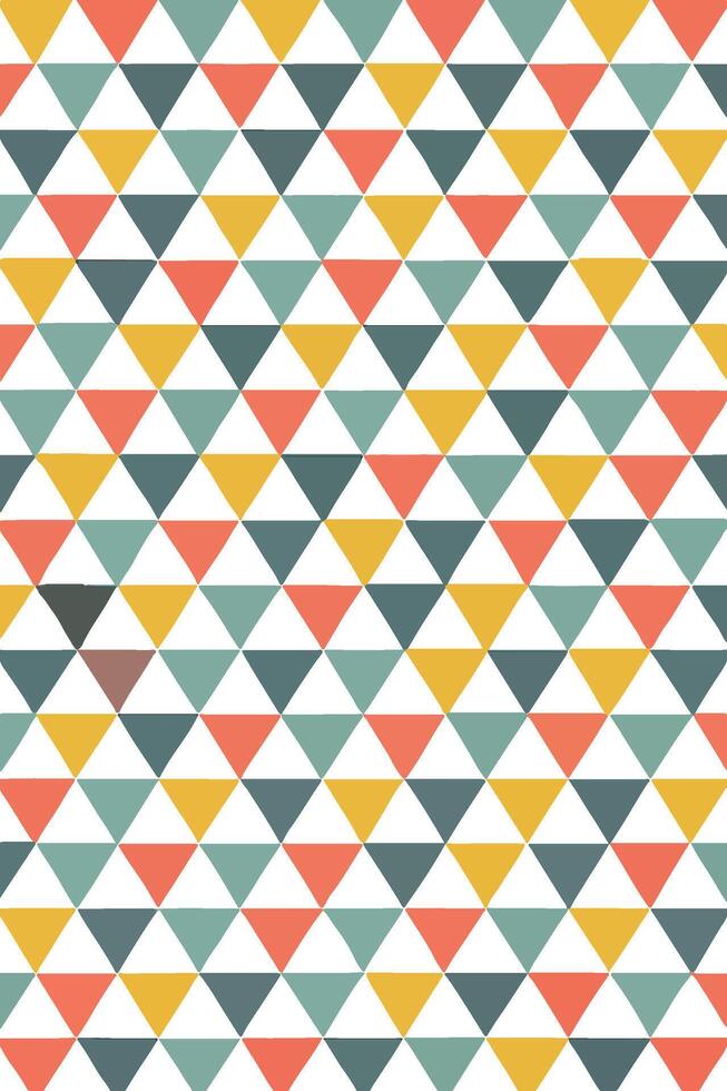 Geometric triangle pattern with warm and cool color palette vector