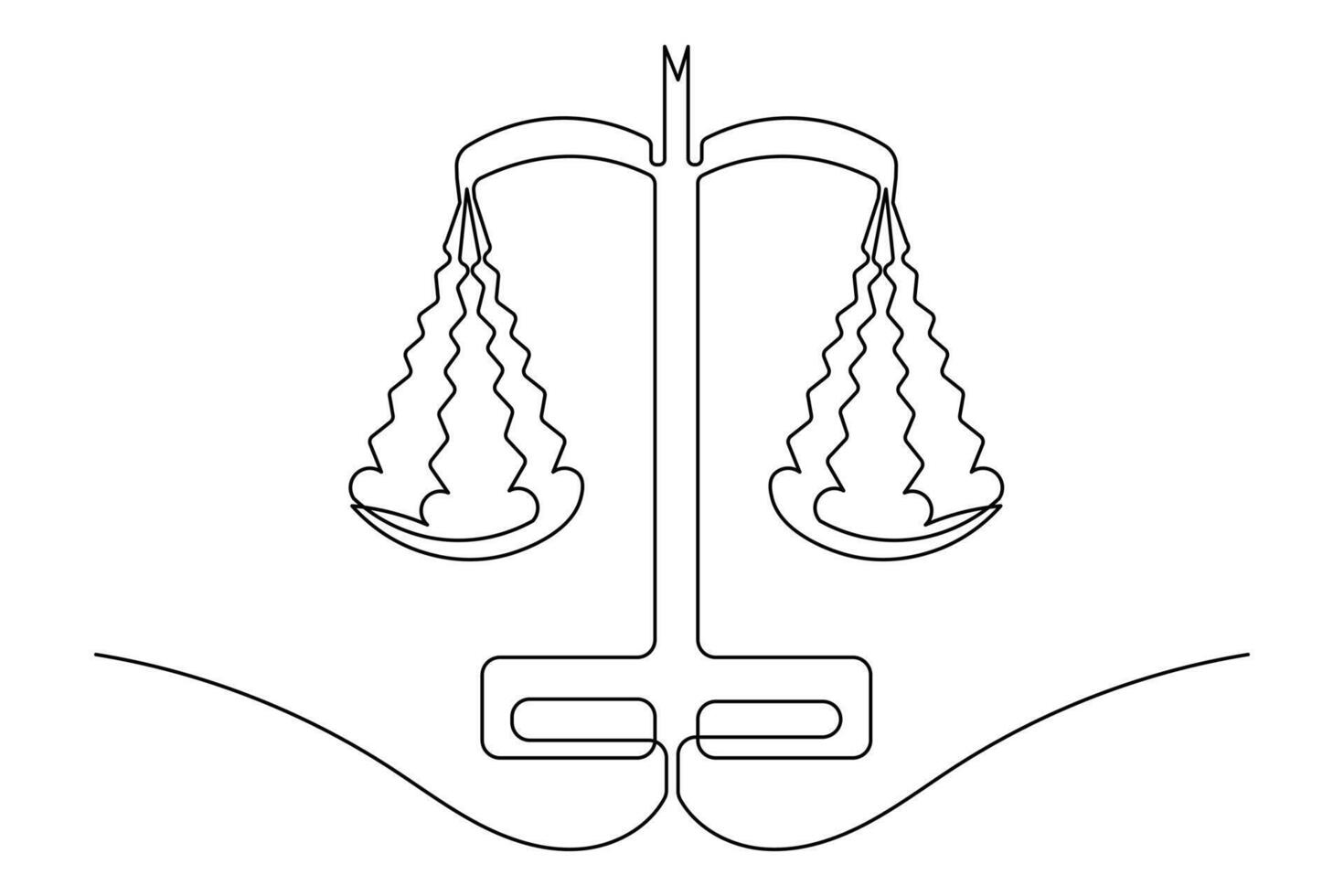 Continuous line drawing of court scale icon minimalist style isolate vector