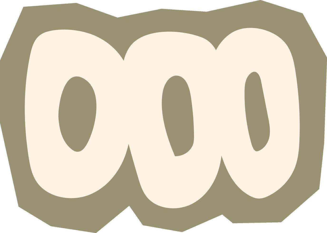 Geometric abstract chain link or three loops shape beige and sage green boho element for pattern vector