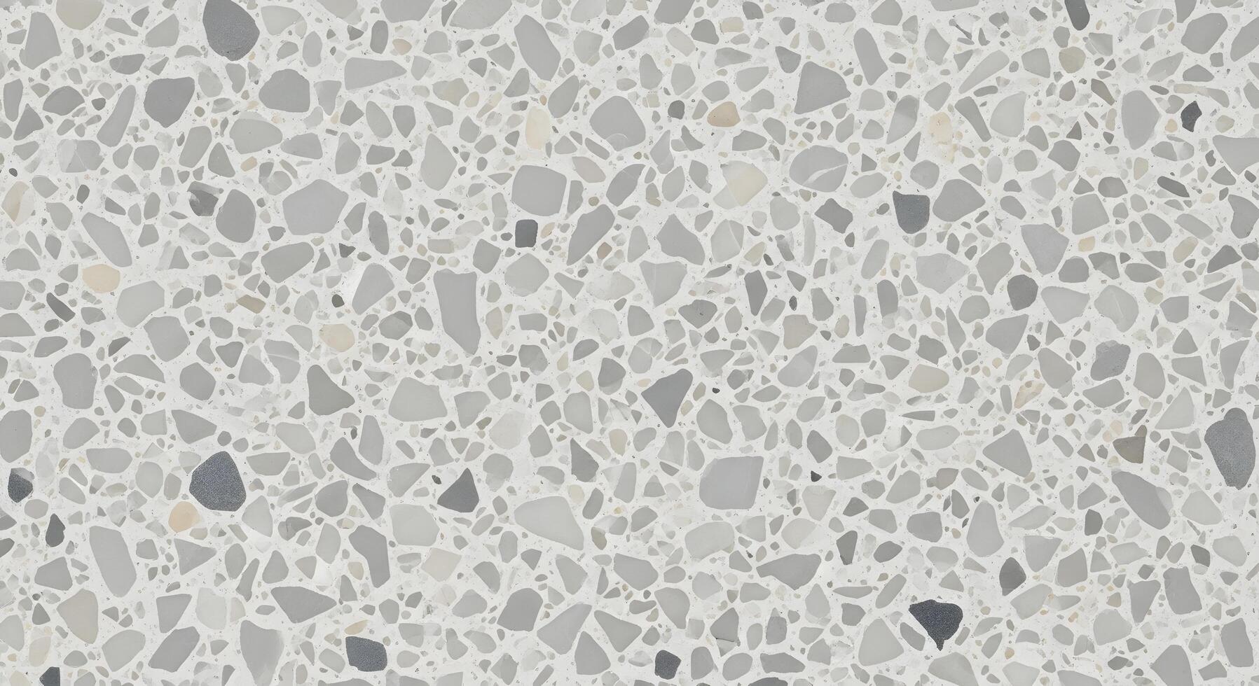 Contemporary elegant light grey and white polished stone texture with irregular fragments, ideal for backgrounds and surface design. A seamless modern terrazzo pattern for versatile applications photo