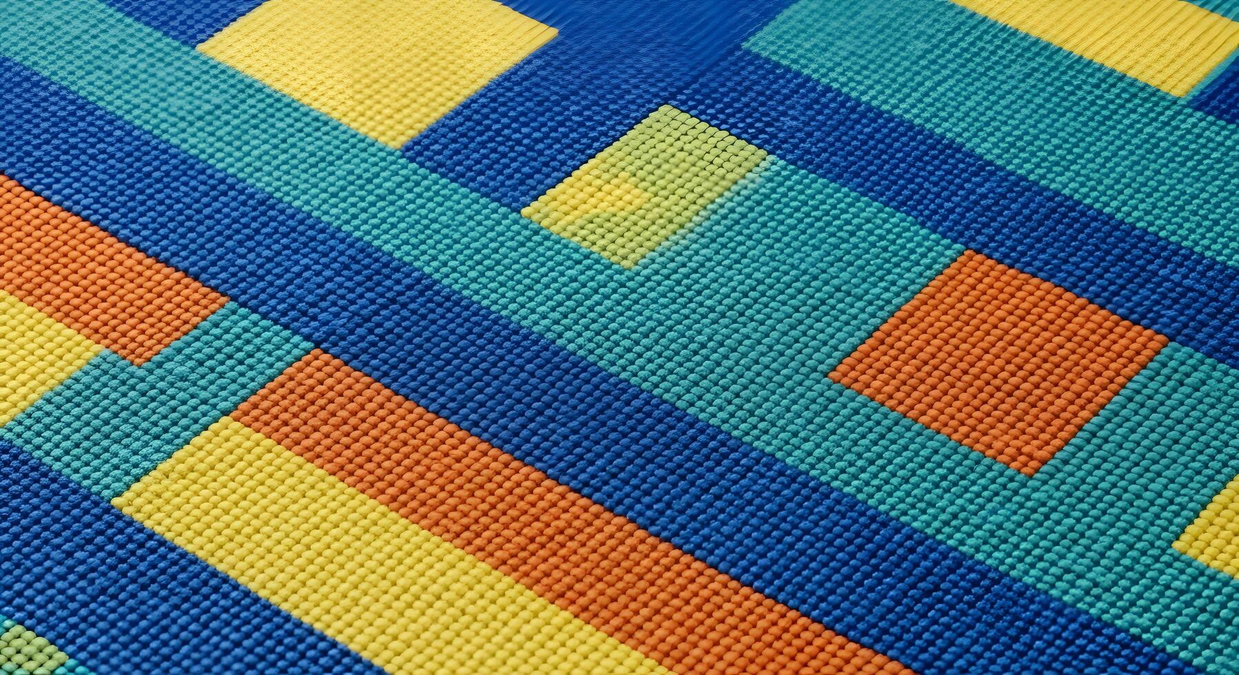 Abstract geometric pattern with vibrant colors and textured surface, creating a visually dynamic composition photo